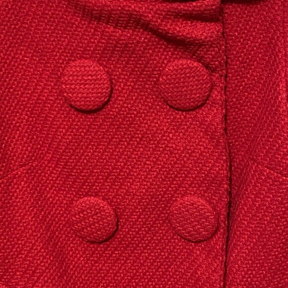 Retro Double Breasted Womens Big Button Jacket Coat M Red Bold Color Preppy Wool - Picture 5 of 11